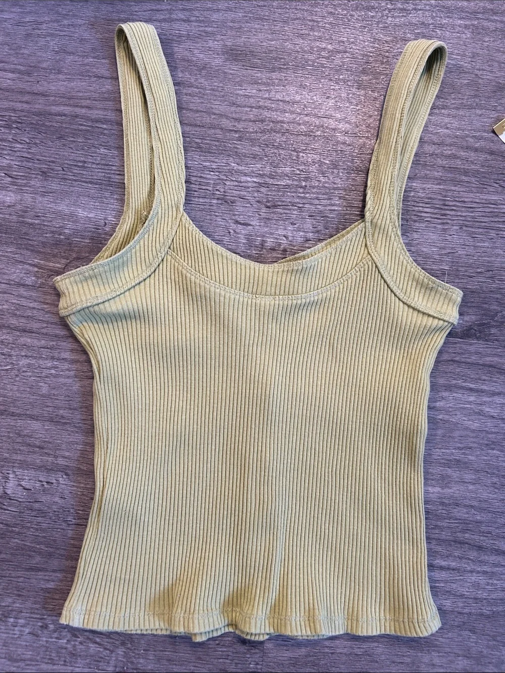 Free People Ribbed Button Front Tank Top Green XS Stretch Cotton
